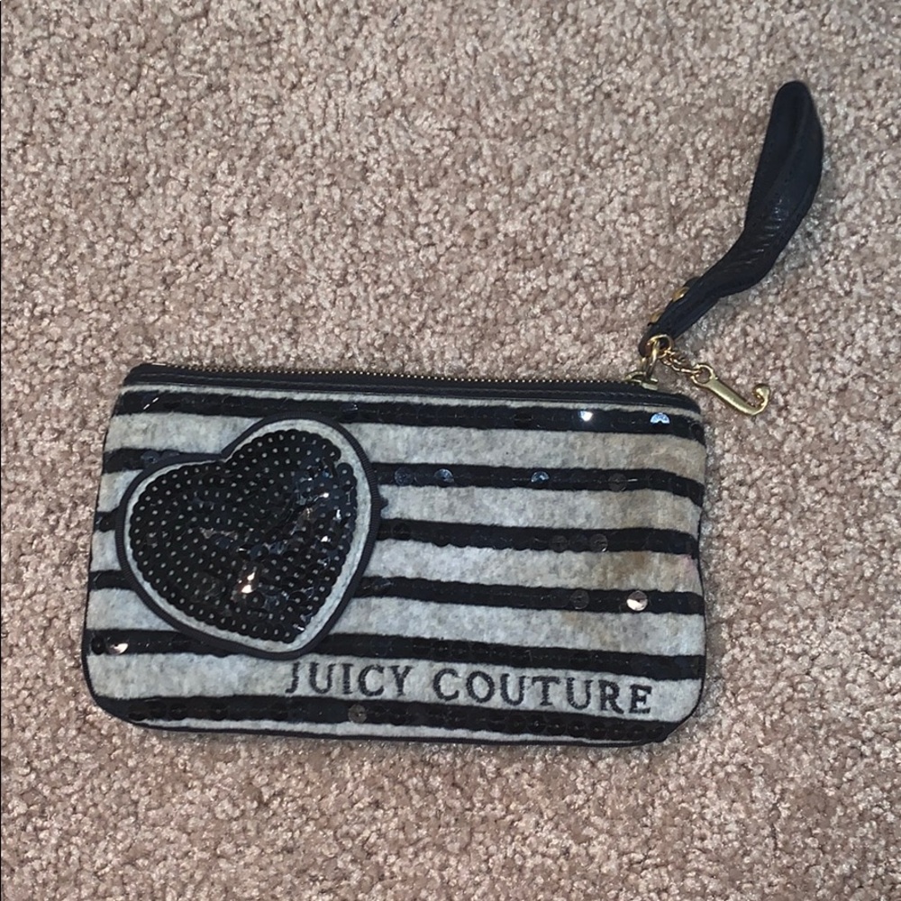 Juicy couture gray wristlet with black sequins